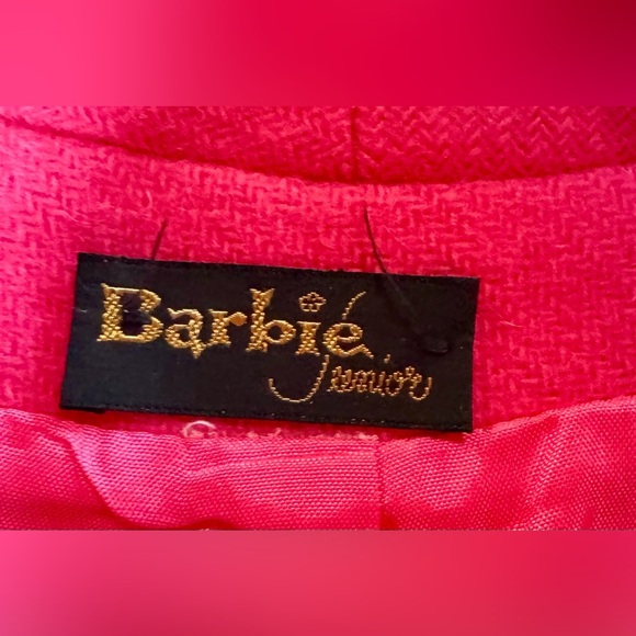 Vintage Pink Barbie Junior Wool Button-Up Coat with Satin Lining - Picture 7 of 9